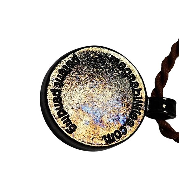 Boho Handcrafted Modern Art Painted Magnetic Pendant Necklace Brown Twisted Cord - Picture 3 of 6